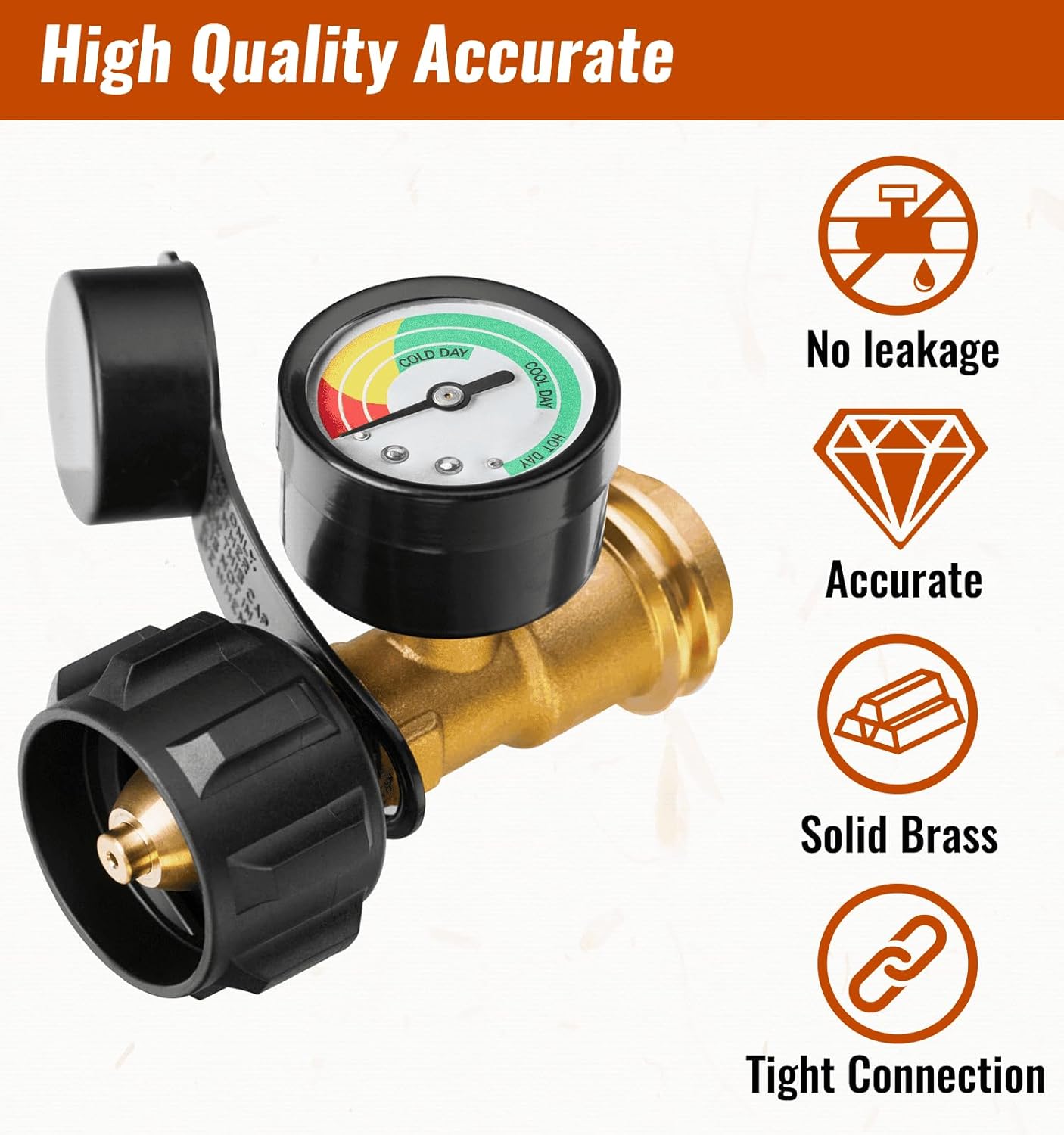 Universal Propane Tank Gauge for 5-40 Pound LP Tanks | Gas Level Indicator for Grill, Heater, RV Camper, QCC1 Connection