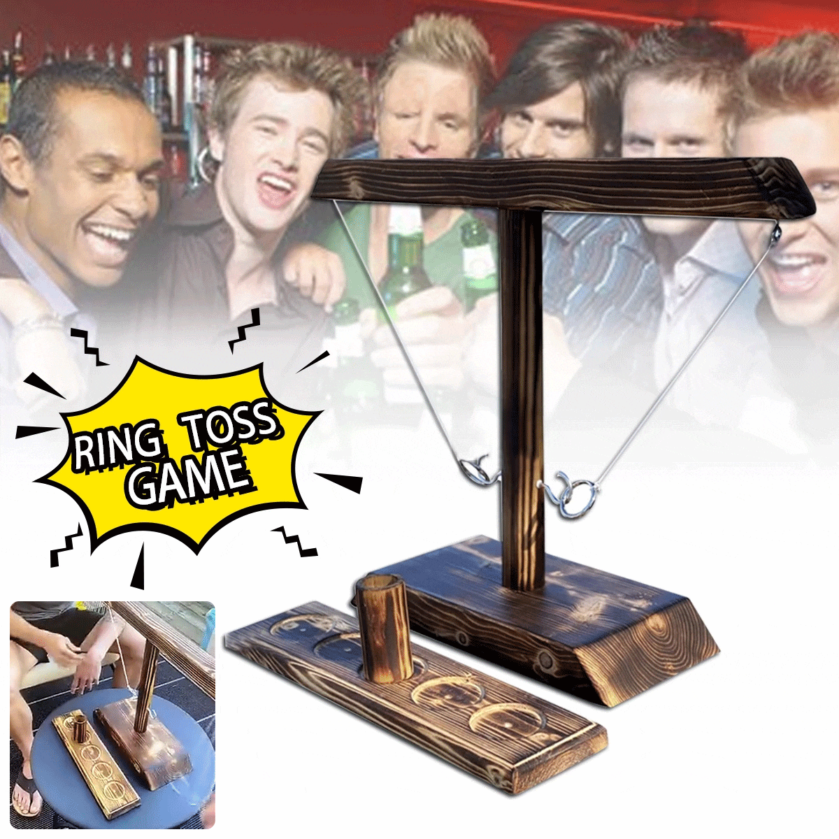 🔥Last Day 49% OFF - Wooden Ring Hook Tossing Christmas Party Games