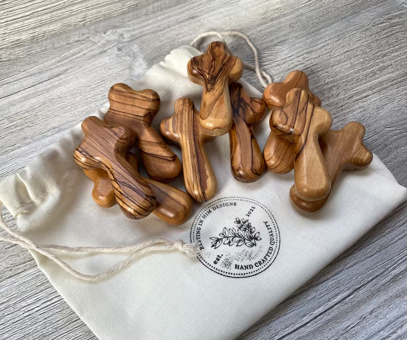 ✝️100% Handmade Wooden Engraving Handheld Prayer Cross