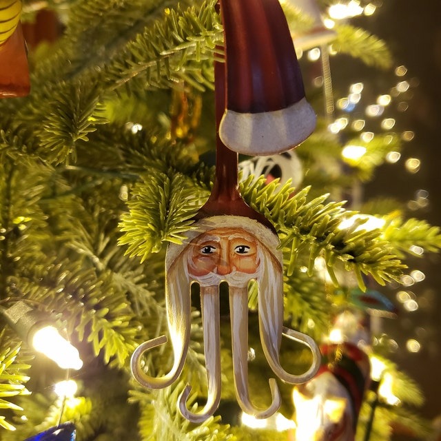 Curly Fork Santa Christmas Ornament