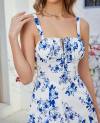 Floral Midi Corset Dress Boho Flowy Slit Lace Up Dresses for Women Going Out A Line Casual Sundress