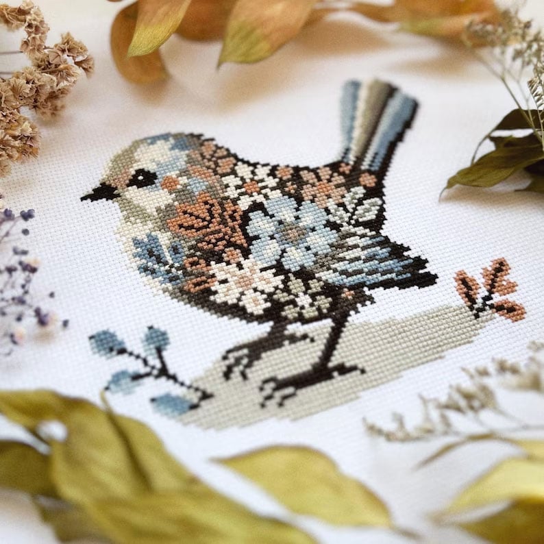 🎄Christmas Sale - 70% OFF🎁American DIY Handicrafts--Flower Winter Bird Cross Stitch Kit