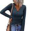 Deep U-neck Cross-neck Long-sleeved T-shirt Top