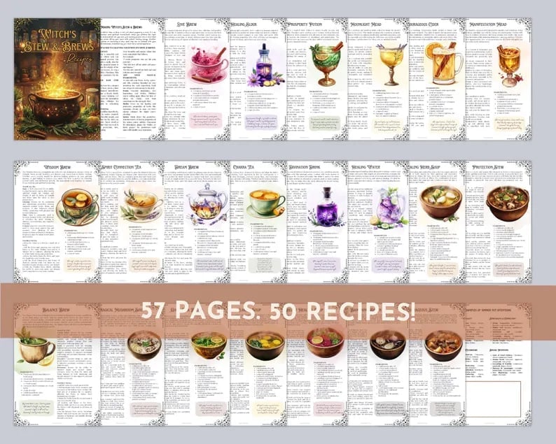 🎁TikTok Last Day Sale - 70% OFF👻🍲WITCH'S STEW & BREWS Decipes：50 Enchanted Recipes for Body and Soul💫