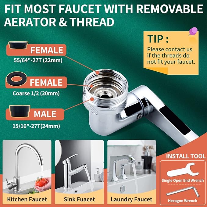 ⏰LAST DAY SALE 50% OFF💥Universal 1440° Dual-Spray Rotating Faucet