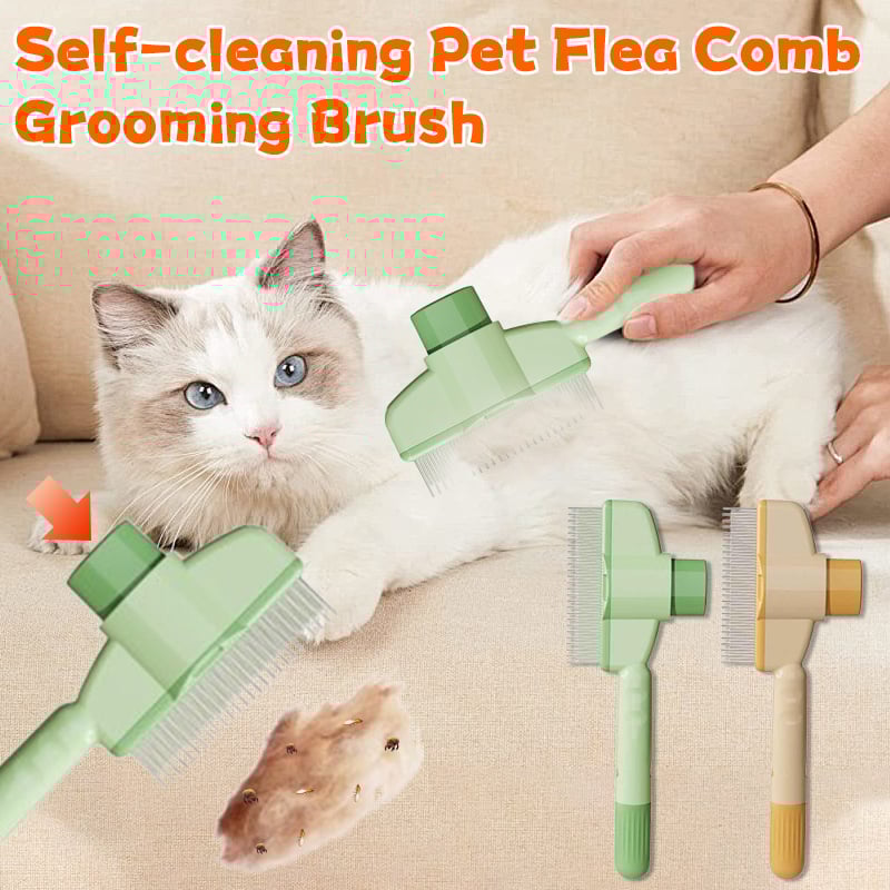 🎁TikTok Last Day Sale - 70% OFF🔥Self-cleaning Pet Flea Comb Grooming Brush