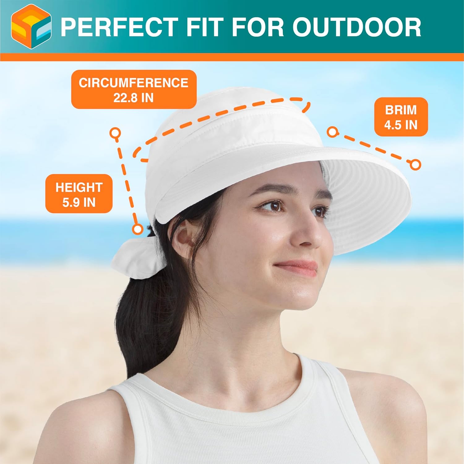 SUN CUBE Women Sun Hat for Outdoor UV Protection, Wide Brim Sun Hat Ponytail, Convertible Zip-Off Beach Hat Visor