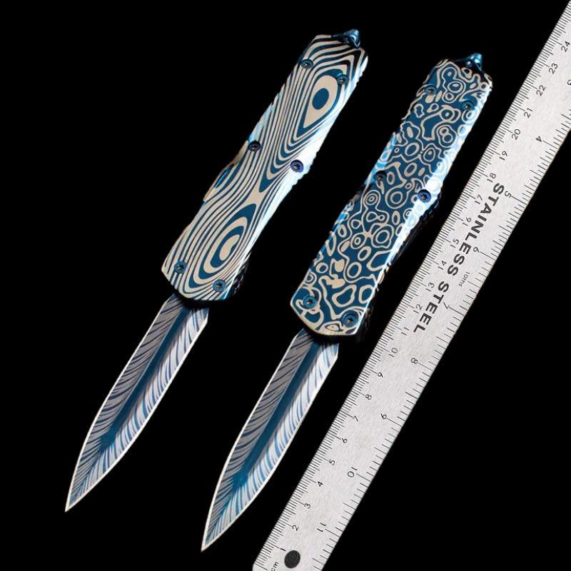 Blue titanium EDC self-defense knife
