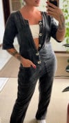 Women's Round Neck Button-down Casual Jumpsuit