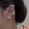 Vintage Crystal Butterfly Flower Ear Cuffs 2pcs Non-Pierced Sparkling Iced Out Rhinestone Butterfly Cartilage Climber Ear Wrap Prom Party Festival Ear Jewelry for Women