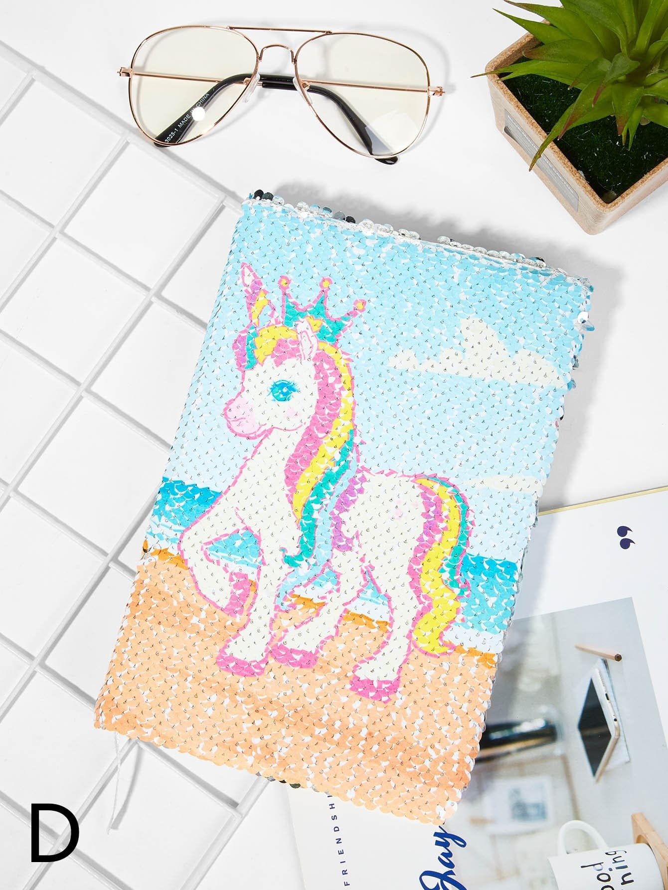 Unicorn Cover Sequin Notebook 1pack