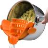 Kitchen Gizmo Snap N' Strain - Silicone Clip-On Colander, Heat Resistant Drainer for Vegetables and Pasta Noodles, Kitchen Gadgets for Bowl, Pots, and Pans - Essential Home Cooking Tools - Grey