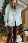 Women's Casual Lapel Single-breasted Pearlescent Shirt
