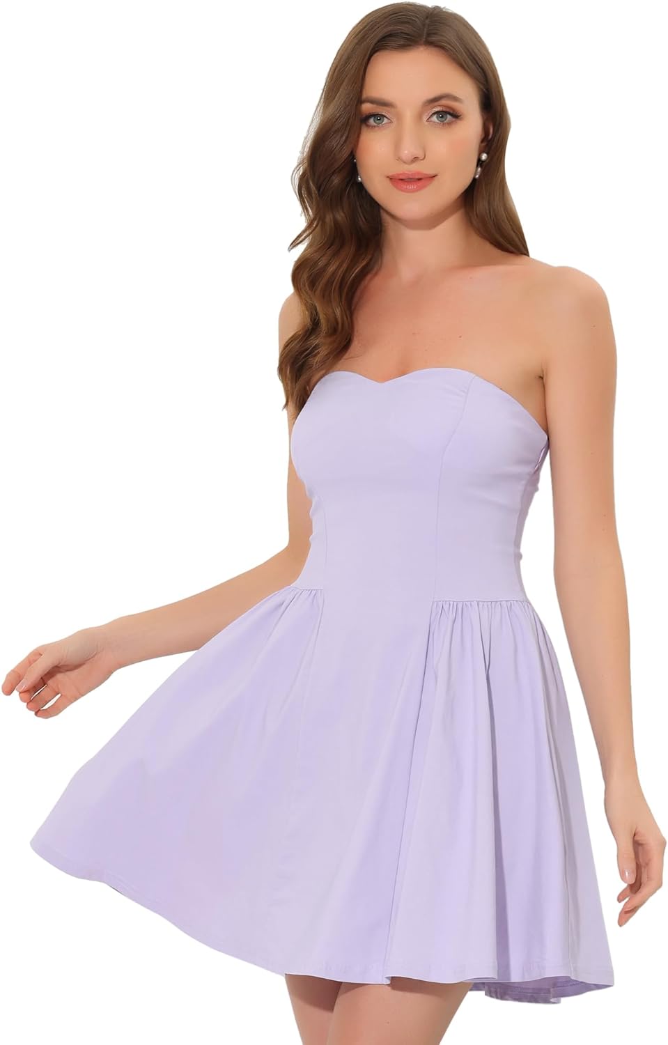 Allegra K Women's Sexy Strapless Party Dress Sweetheart Neck Off Shoulder Sleeveless Mini Dress