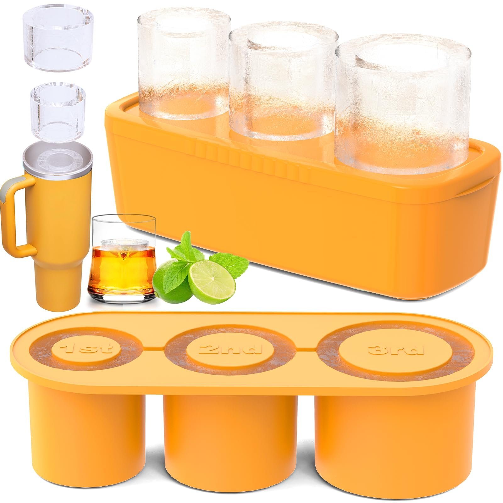 👍Last Day Promotion 60% OFF🎁3 Pcs Silicone Cylinder Ice Mold with Lid and Bin for Freezer