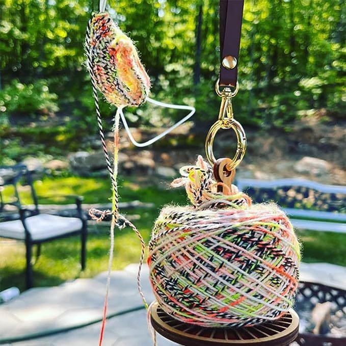 🎄(🔥Black Friday Sale: Save $10)🎄 Handmade Portable Yarn Holder, Travel Wrist Hanging Yarn Cake Dispenser, Gift for Crocheter