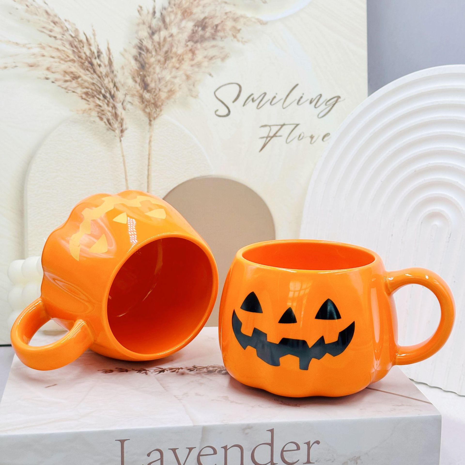 🎁TikTok Last Day Sale - 70% OFF👻Halloween Mugs Set - Black Pumpkin & White Ghost Ceramic Coffee Cups 🎃