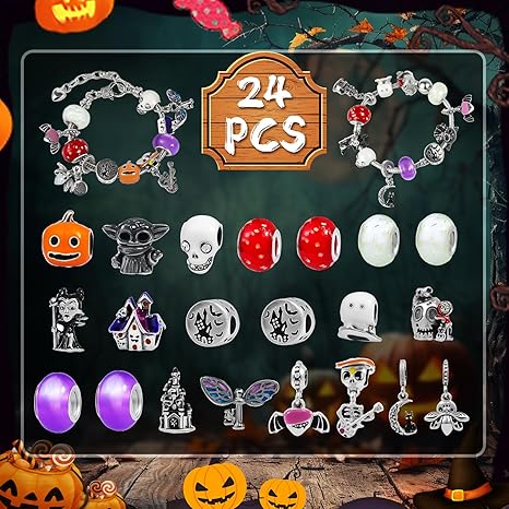 🔥Halloween gift blind box handmade DIY beaded bracelet 24 grid countdown jewelry gift box set