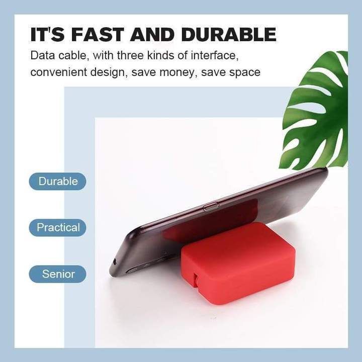(🌲Christmas Sale - 49% OFF)3-in-1 Data Cable Phone Stand, 😍BUY 3 GET 3 FREE & Free Shipping