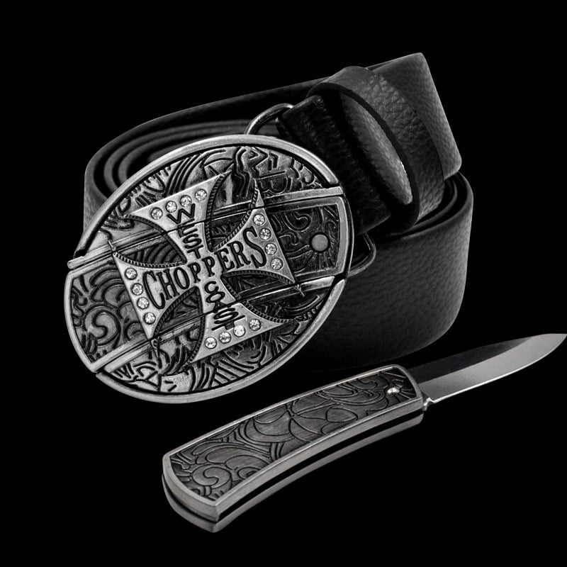 (🔥Last Day Promotion- SAVE 48% OFF)Fashion Punk Men's Genuine Leather Belt With Knife-Buy 2 Free Shipping