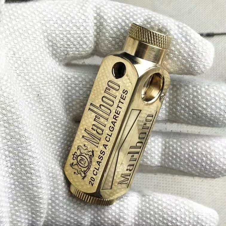 Kerosene Lighter Hand Carved Aged Harley