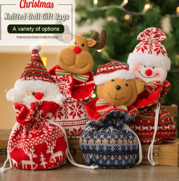 (🎉Christmas Pre Sale-Special Offer Now) Christmas Knitted Doll Gift Bags (BUY MORE SAVE MORE)