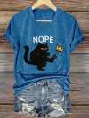V-Neck Retro No Kings In America Cat Crown Nope Print T-Shirt