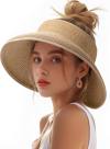 Beach Hat for Women, Wide Brim Sun Straw Hat for Women, Sun Hat Womens UPF 50+ UV Protection, Floppy Foldable Summer Hat