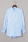 💥LAST DAY SALE 50% OFF💥Mid-Length Smocked Shirt With Striped Lapel And Oversized Drawdown Sleeves