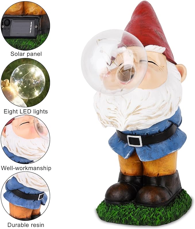 Jumbo & Hilarious  Gnome Blowing A Bubble Garden Statue