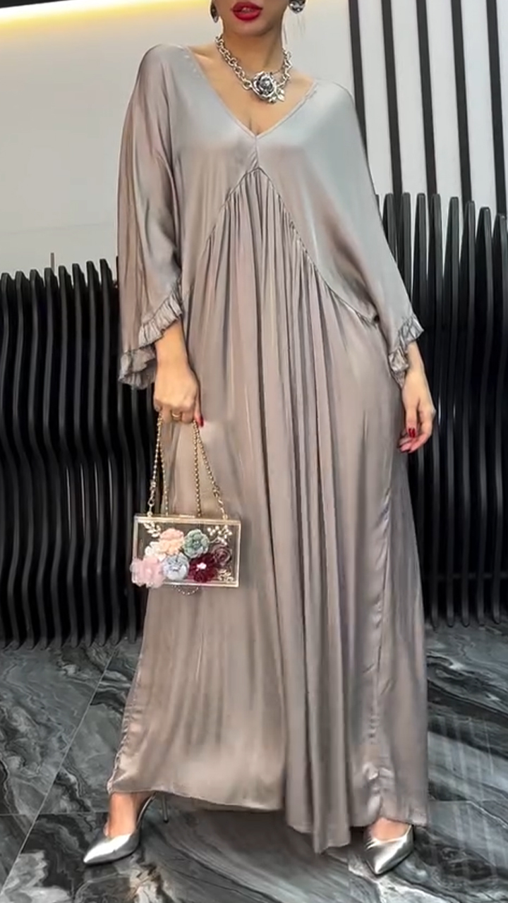 Women's V-neck Satin Comfortable Casual Dress