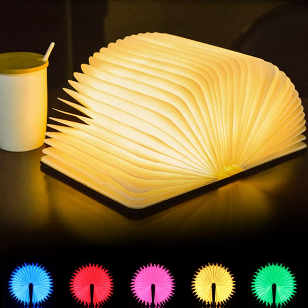 📔Wooden Book Lamp Novelty 360° Folding LED Faux Book