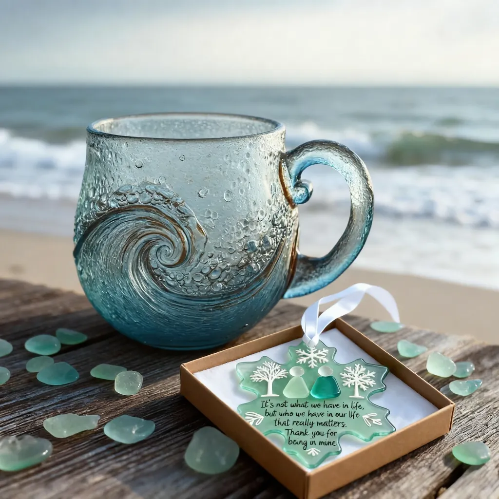 🎄Christmas Best Gifts🔥 Unique Handcrafted Sea Glass Ocean Wave Mug🎁Free Gifts