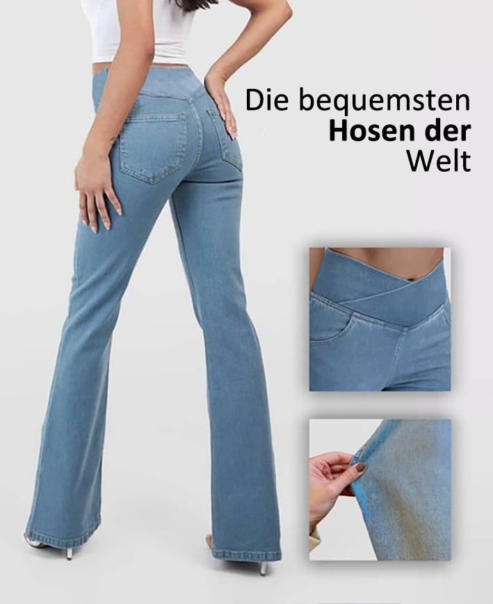 🔥Stretch-Jeans mit hoher Taille und Crossover