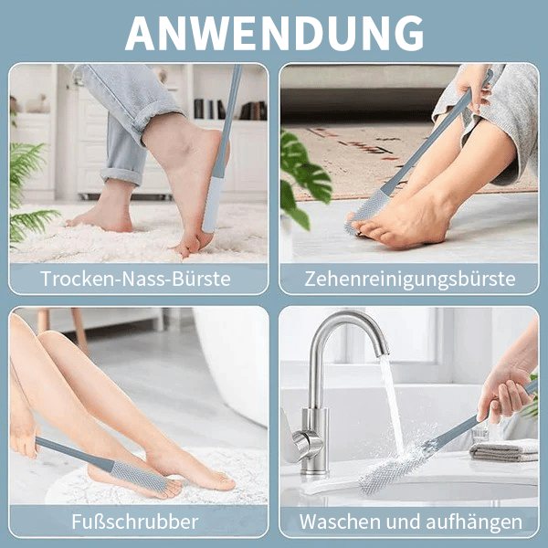 🔥(2 STÜCK/SET) Silikon-Zehenspalt-Reinigungsbürste mit langem Griff und Peelingbürste