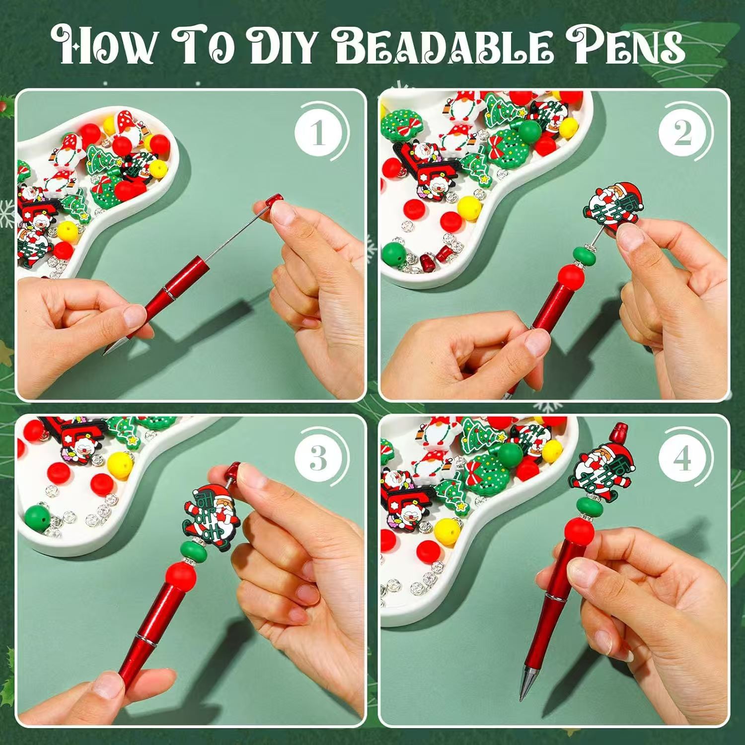 🔥Last Day Promotion 70% OFF🔥12 Christmas Beaded Pens DIY Kit