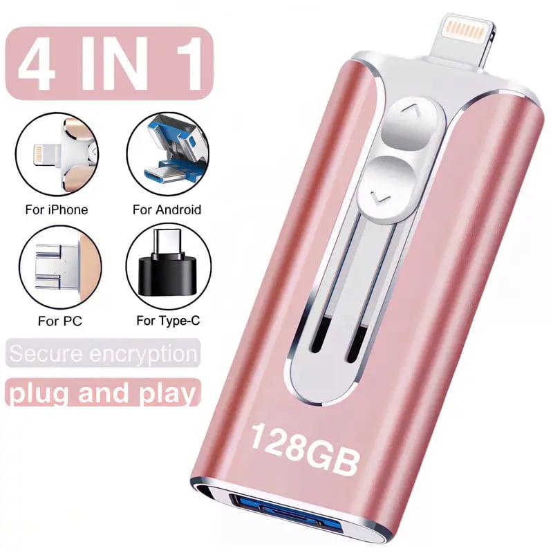 Last Day Promotion 70% OFF - 🔥32~256GB Micro USB + 8 Pin + USB 3.0 4 in 1 Mobile Phone Computer U-Disk