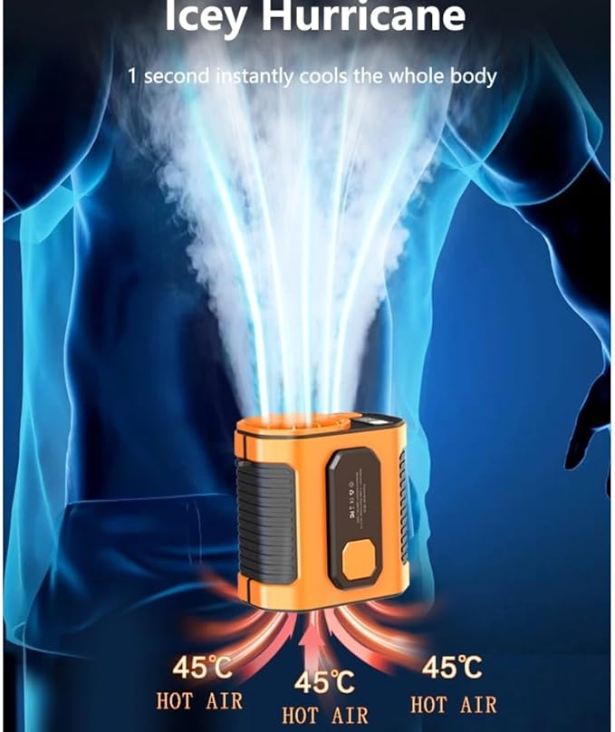 Portable Waist & Neck Fan with Power Bank and LED Light for Outdoor Use