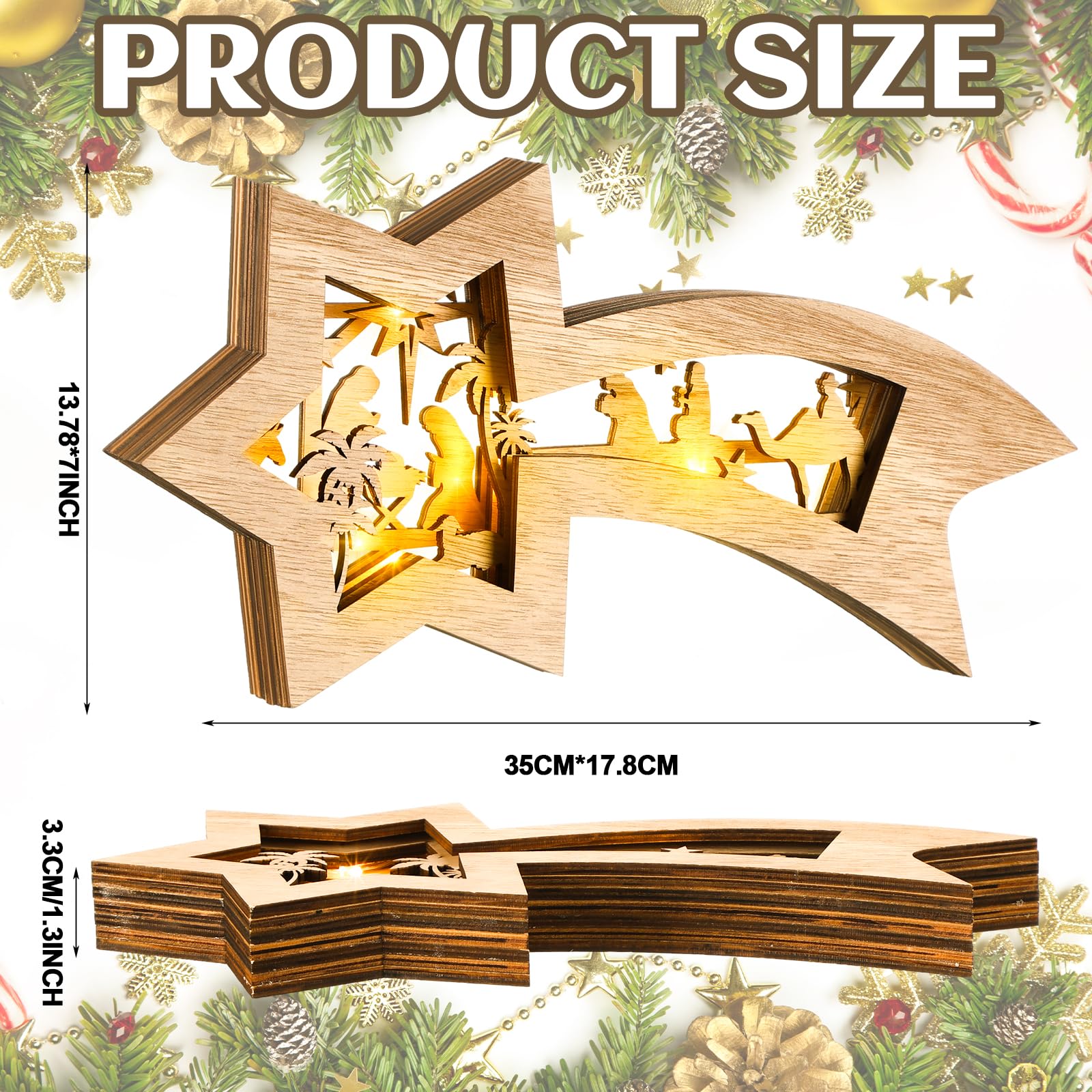 3D Christmas Nativity Scene Ornament With LED Light