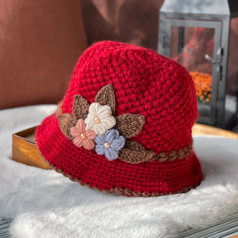 🔥Last day discount-49%Off🔥- Women's  Flowers Knitted Woolen Hat