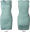 BTFBM Women 2024 Summer Sleeveless Tank Dresses Crew Neck Slim Fit Short Casual Ruched Bodycon Party Club Mini Dress