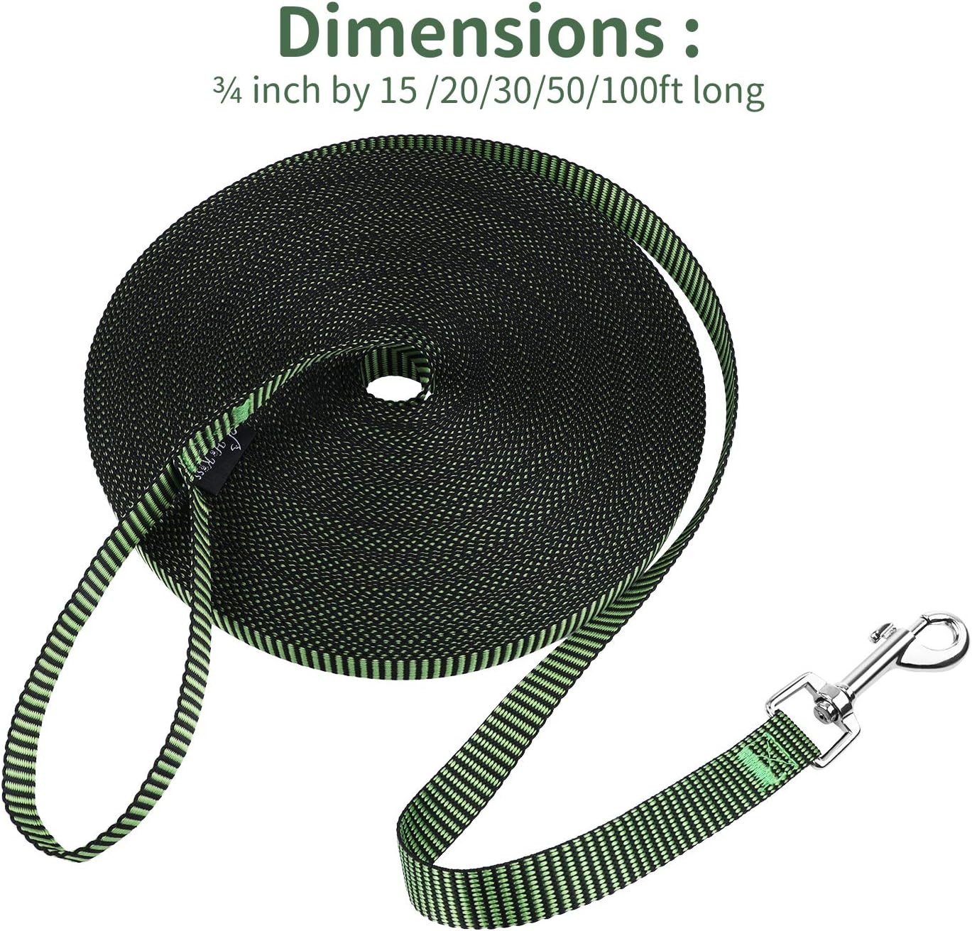 Hi Kiss Dog/Puppy Obedience Recall Training Agility Lead - 15ft 20ft 30ft 50ft 100ft Training Leash - Great for Play, Camping, or Backyard - Black 30ft