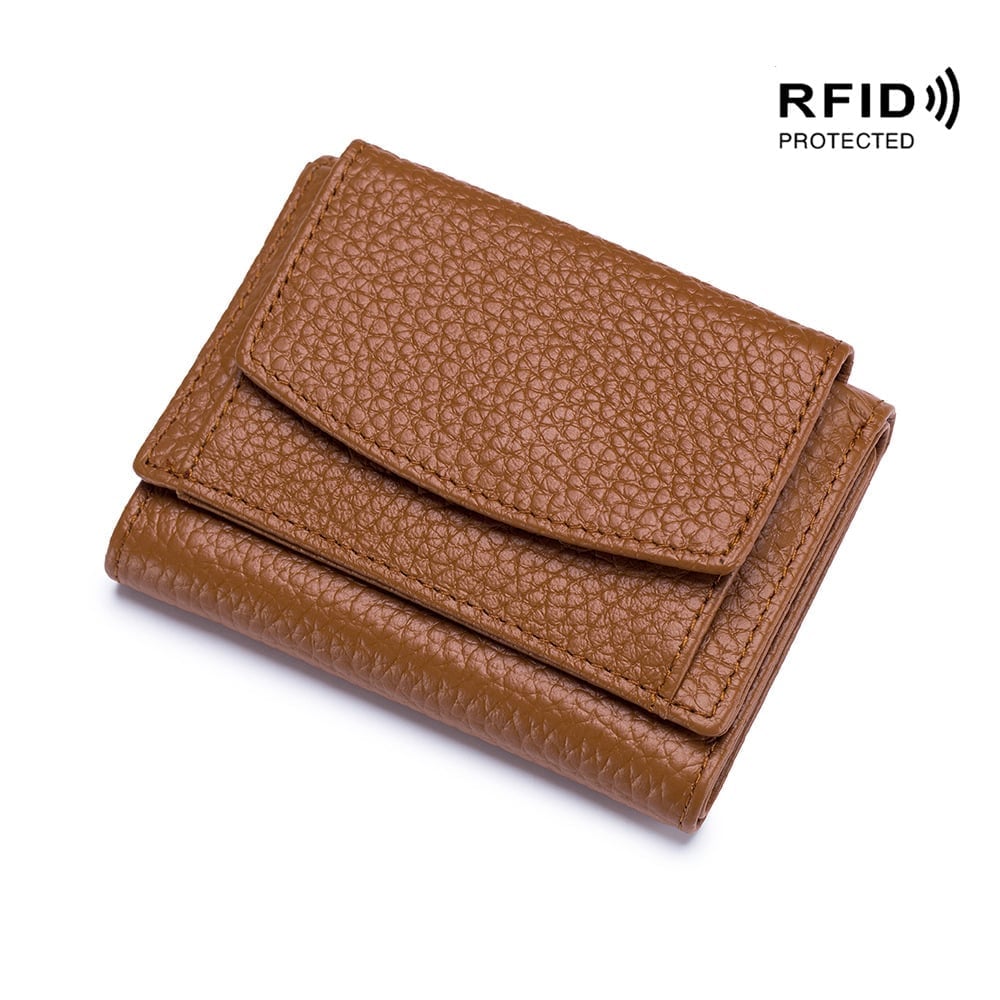 2024 New Genuine Leather RFID Blocking Card Holder Organizer Pocket Mini Wallet