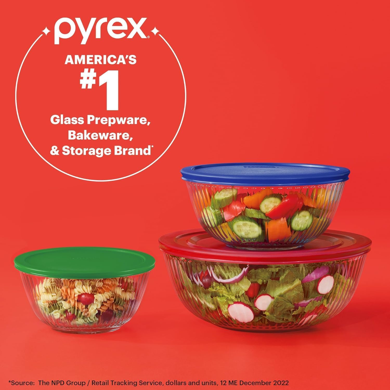 Pyrex Glass, 3-Piece, 3 PC Mixing Bowl Set