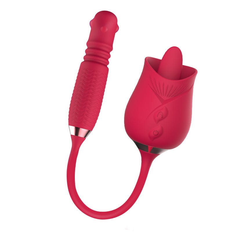 Purple Rose Toy Rotating Pearls Telescopic Tongue-licking Vibrator