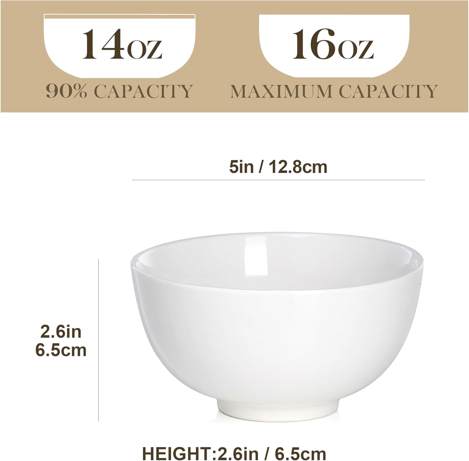 MALACASA 26 oz Porcelain Soup Bowls, 6