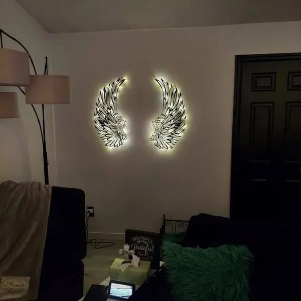 1 PAIR ANGEL WINGS METAL WALL ART WITH LED LIGHTS-🎁GIFT TO HER
