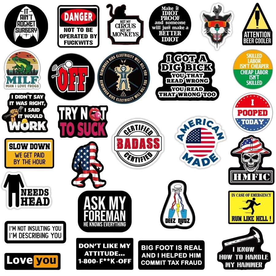 TikTok Last Day Promotion -60% OFF🎉150pcs Hard Hat Stickers Pack(DIRTY) - Perfect for Helmets, Toolboxes..