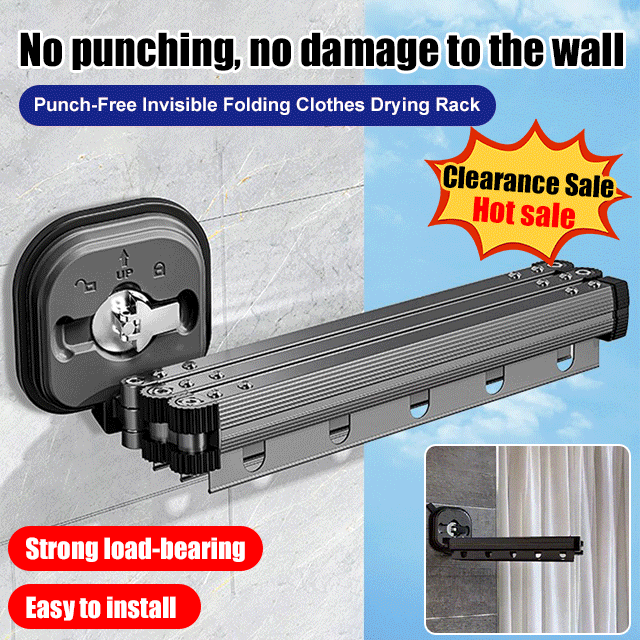 🔥Last Day Promotion 70% OFF🔥Suction Cup Wall Mount Folding Clothes Drying Rack