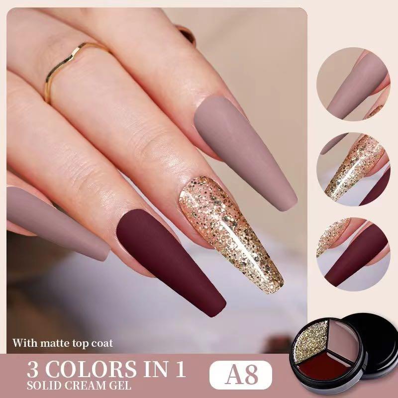 🔥Christmas Sale-49% OFF🎁-3 Colors in 1 Solid Cream Nail Gel Palette